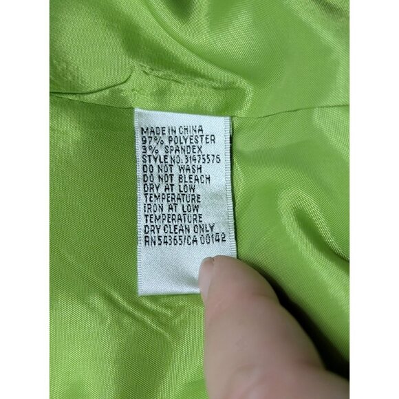 Nygard Womens Lime Green Mid-Length Button-Front Dress Jacket 18W Polyester Blen - Picture 4 of 13